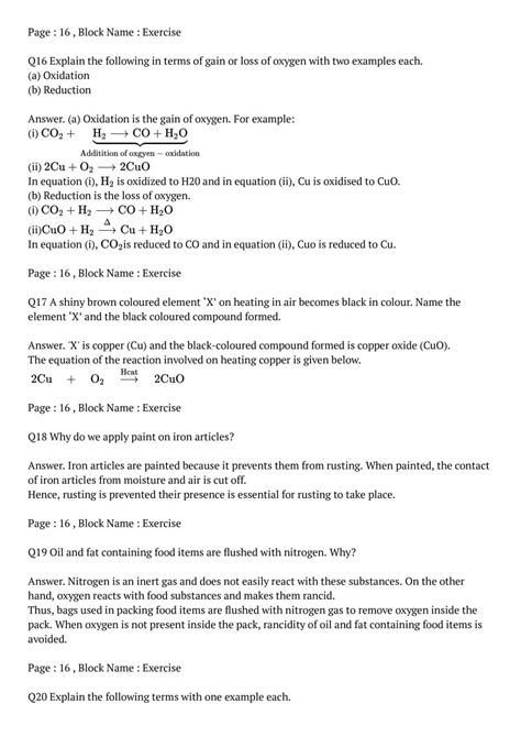Ncert Solutions Class Science Chapter Chemical Reactions And