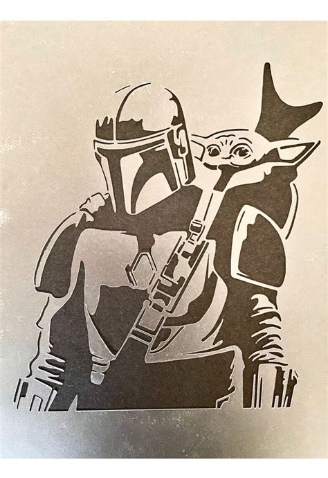 Baby Yoda Stencilthe Mandalorian Stencilstar Wars Etsy
