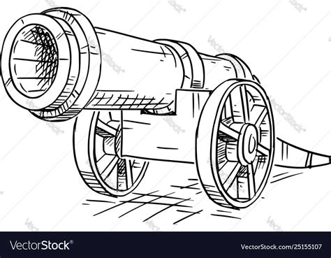 cartoon old antique wheeled artillery cannon vector image