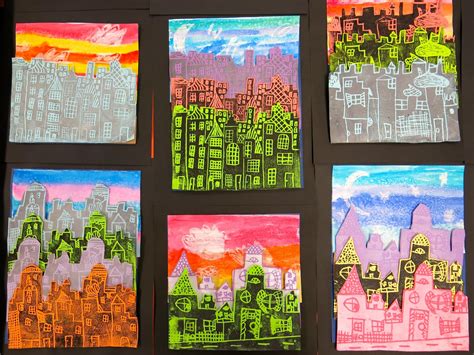 Cassie Stephens In The Art Room Printed Cityscape Collages With Third Grade