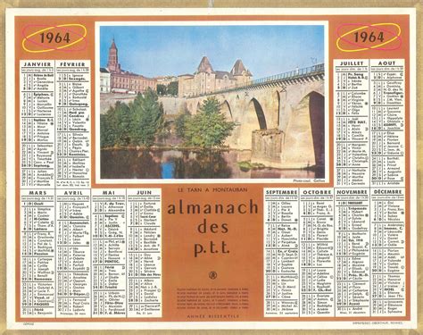 Almanach Des Postes 1964 Carte Postale Banque Postale La Poste