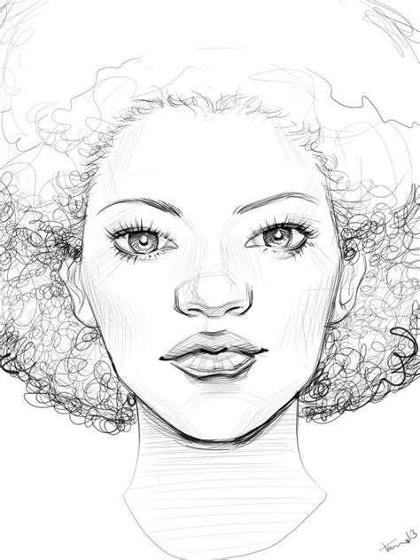 Afro Sketch Black Art Drawings Woman Sketch Face Sketch Face