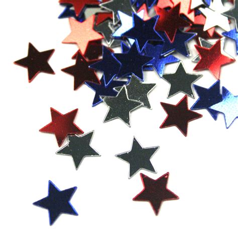 Red Silver And Blue Patriotic Stars Confetti