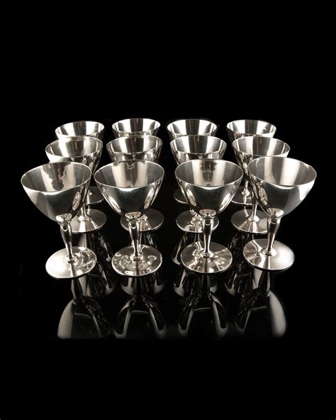 Tiffany And Co Set Of 12 Cordials Glasses Made In Silver 925 For Sale At 1stdibs