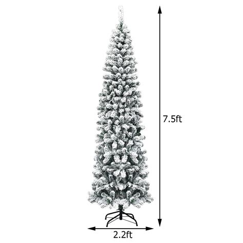 Buy Costway 75ft Pre Lit Snow Flocked Artificial Pencil Christmas Tree