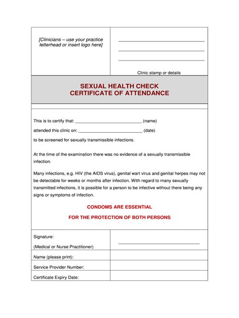 sexual health check certificate fill online printable fillable blank pdffiller