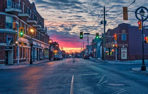 Wallpaper The Sky Sunset Street Home The Evening Canada Lights