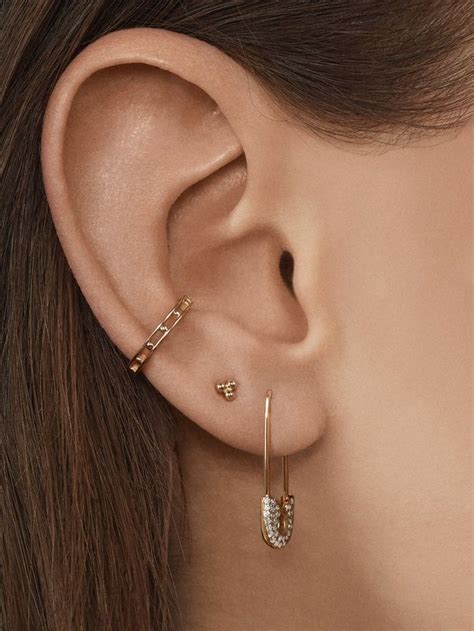 Luisa Diamond Single Safety Pin Earring Arrow Earrings Studs Ear