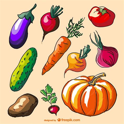 Premium Vector Colorful Doodle Vegetables Set