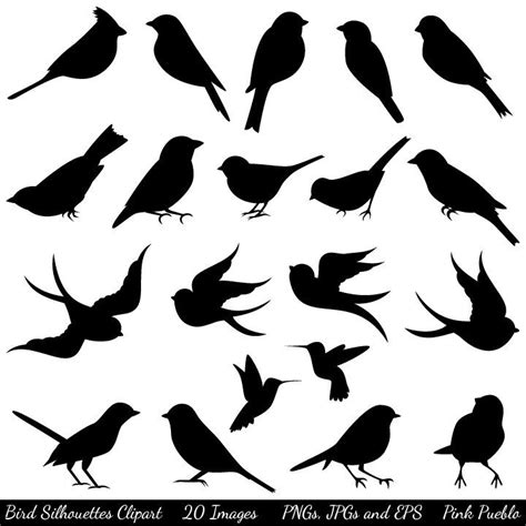Bird Silhouettes Clip Art Clipart Bird Clip Art Clipart Etsy