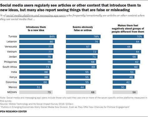 people say they regularly see false and misleading content on social media but also new ideas