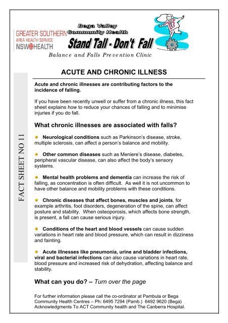 Acute And Chronic Illness Fact Sheet No 11 Archi