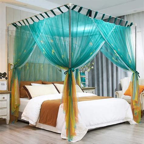 Elegant 4 Corner Post Bed Curtains Canopy Romantic