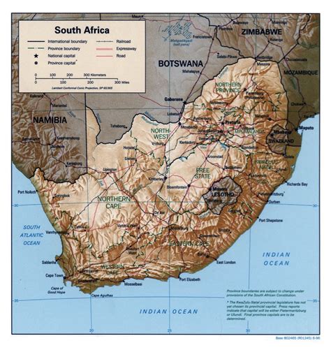 Large Political And Administrative Map Of South Africa With Relief