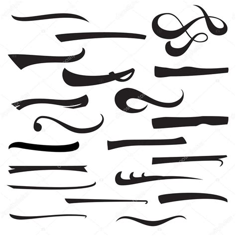Set Of Hand Lettering Underlines Lines Isolated On White Stroke Line