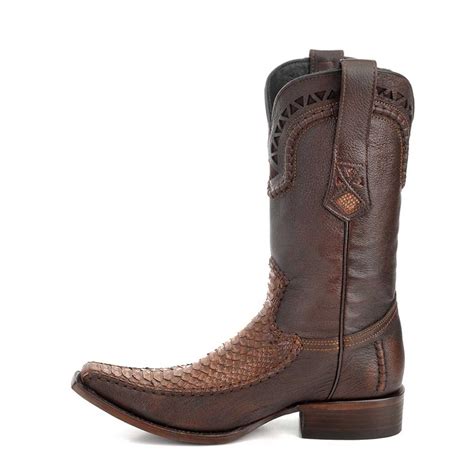 Bota café de piel de pitón cuadra para caballero - Sears