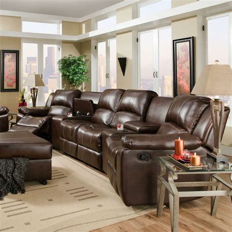 882 Oasis Chestnut Reclining Sectional By Corinthian Home Theater