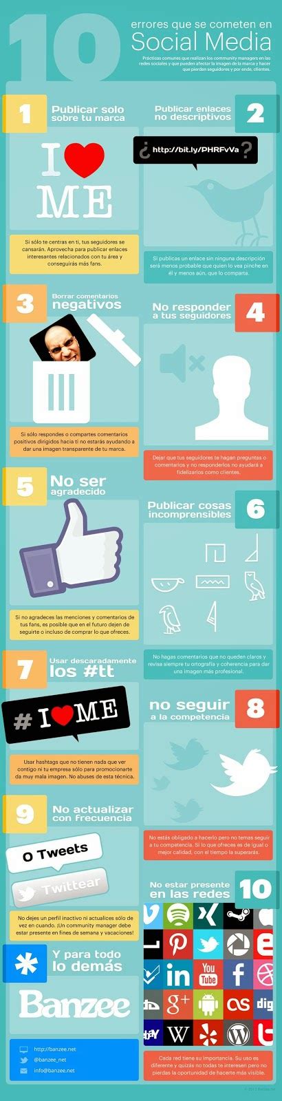 Aidee Valero 10 Errores En Social Media Infografía