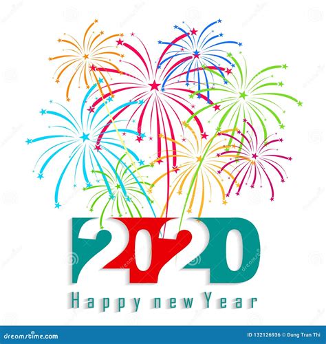 Happy New Year 2020 Background With Fireworks Stock Vector
