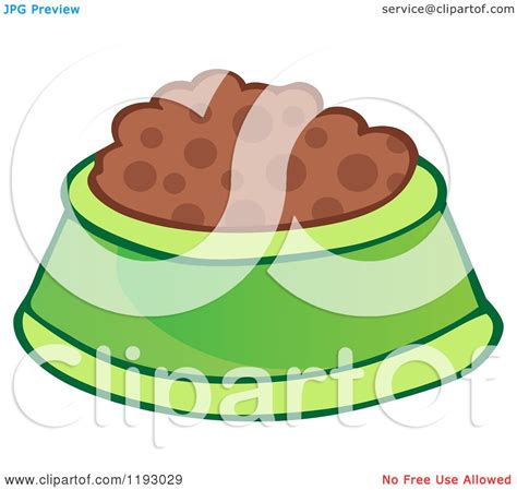 Cartoon Of A Green Pet Food Bowl Dish Royalty Free