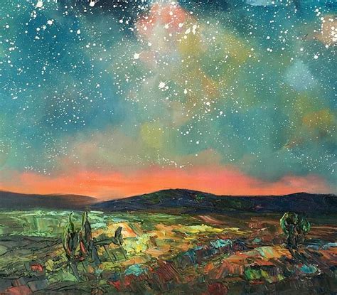 Starry Night Sky Seashore Painting Abstract Art Painting