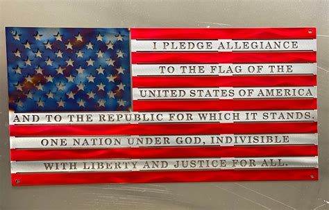 Pledge Of Allegiance Metal Flag American Flag Metal Flag Etsy