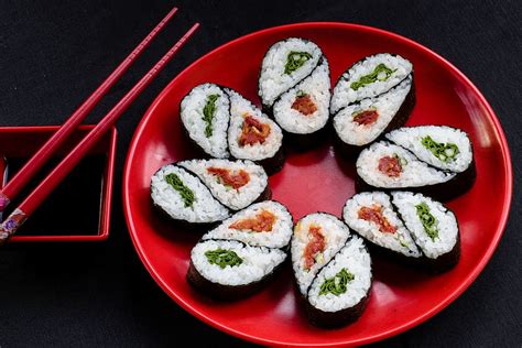 Sushi Red Plate Food And Drink Hd Wallpaper Food Japanese Food