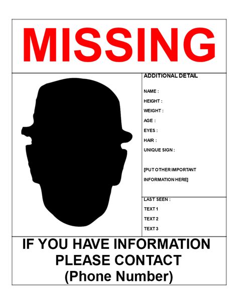 Funny Missing Person Poster Template