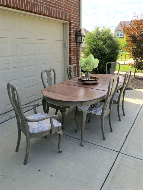 Painted dining room table from family feedbag. Queen Anne cherry table gets a makeover. Top a Stripped ...