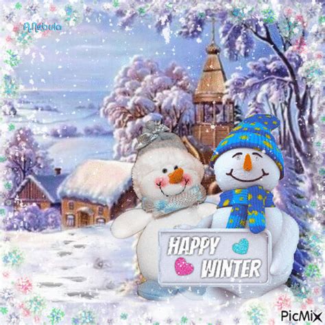 Happy Winter Snowman Free Animated  Picmix