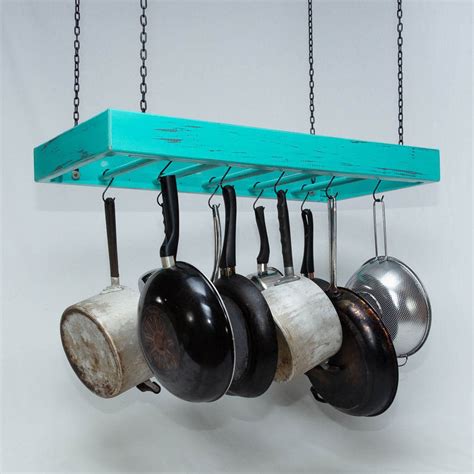 Hanging copper pots, pans, saucepans. Hanging Pot Rack - Wooden - Ceiling Mounted - Rectangular ...