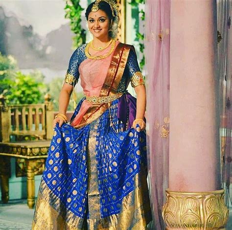 Keerthi Suresh Indian Designer Outfits Maxi Skirt Pattern Half