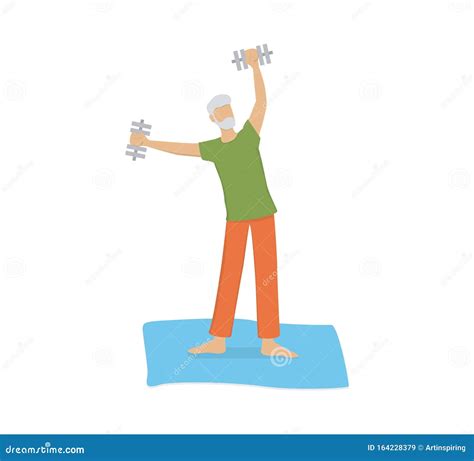 Isolated Vector Illusttration Of An Old Man Doing Fitness Activity
