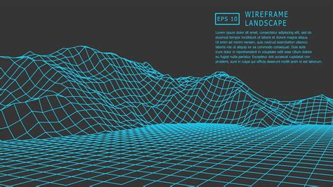 Premium Vector Abstract Digital Vector Landscape Background Wireframe