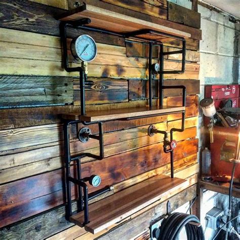 Retro Industrial Rustic Hardwood Shelves Steampunk Wall Art In 2020