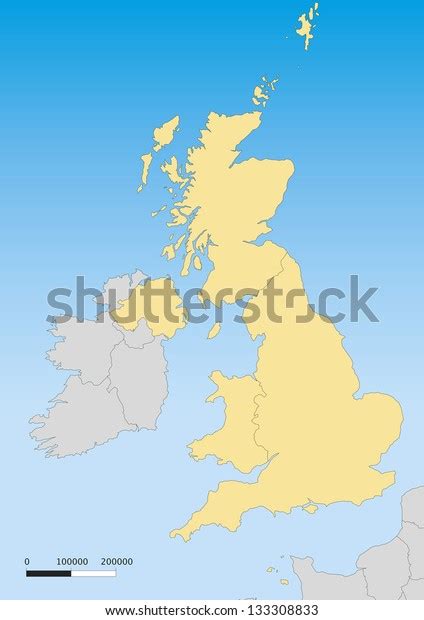 Map United Kingdom Islands Scale 14500000 Stock Illustration 133308833