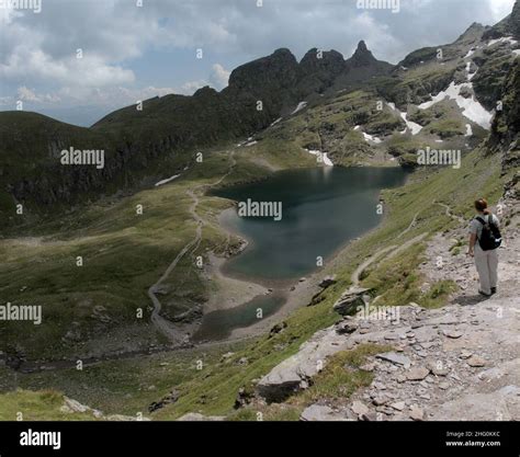 The Schwarzsee On The Pizol 5 Lakes Walk Swiss Alps Stock Photo Alamy