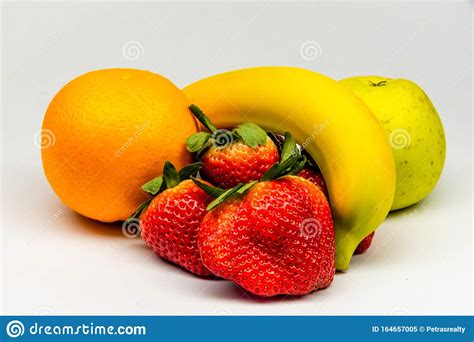 Orange Banana Strawberry Apple Photo Stock Image Image Of