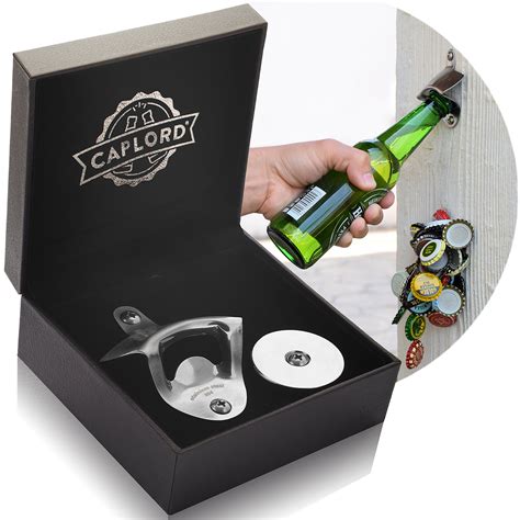 Bottle Opener Wall Mount With Magnetic Cap Catcher Stainless Steel By