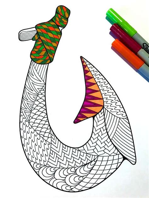 Find more pictures on alphabet coloring, picture of deer, picture franklin, and etc. Fish Hook - PDF Zentangle Coloring Page (With images) | Coloring pages, Marker drawing, Zentangle