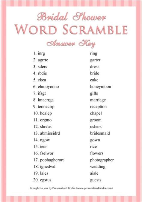 13 Free Bridal Word Scramble Game For You Free Bridal Shower Games