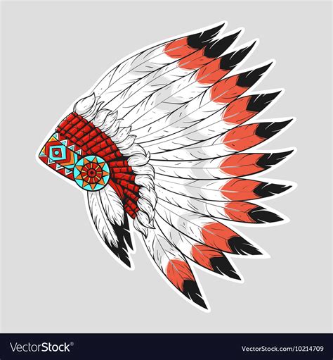 Colorful Of Native American War Bonnet Design For Vector Image