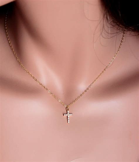 Gorgeous And Simple This Is Kt Gold Filled Crystal Cross Necklace