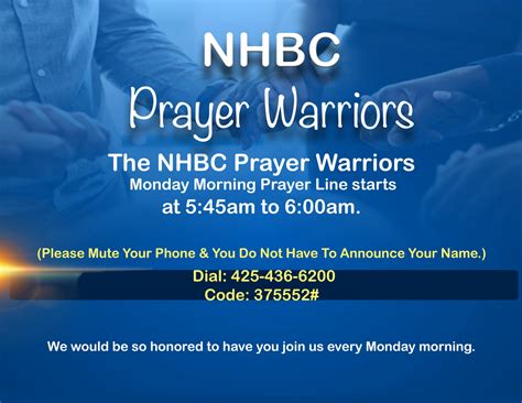 Prayer Warriors Monday Morning Prayer Call New Home Baptist Church