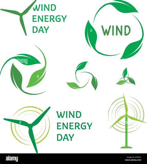 Wind Energy Logos Set Green Logo Collection Stock Vector Image And Art