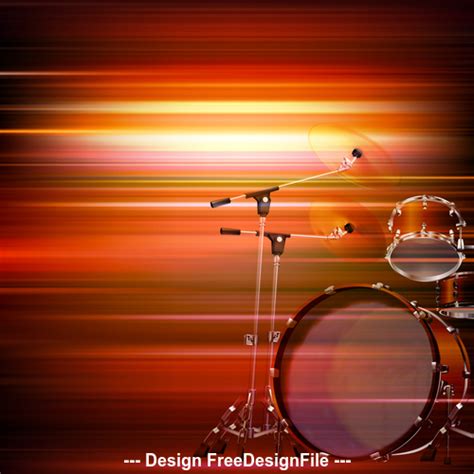 Abstract Red Blur Music Background With Drum Kit Vector Free Download