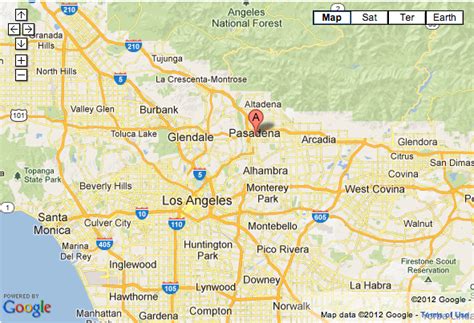 Map Of Pasadena California Area