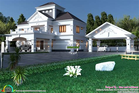 Modern Sloped Roof Luxury Home Plan 4500 Sq Ft Kerala Home Design And