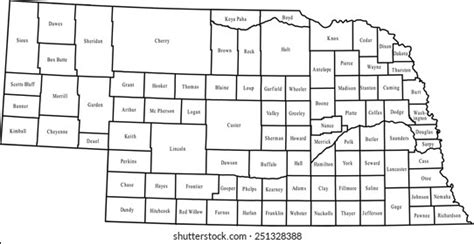 Nebraska State Map Outline Sketch Coloring Page