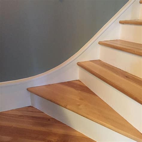 Refinished Hardwood Stairs White Risers Maple Treads Oak Stairs